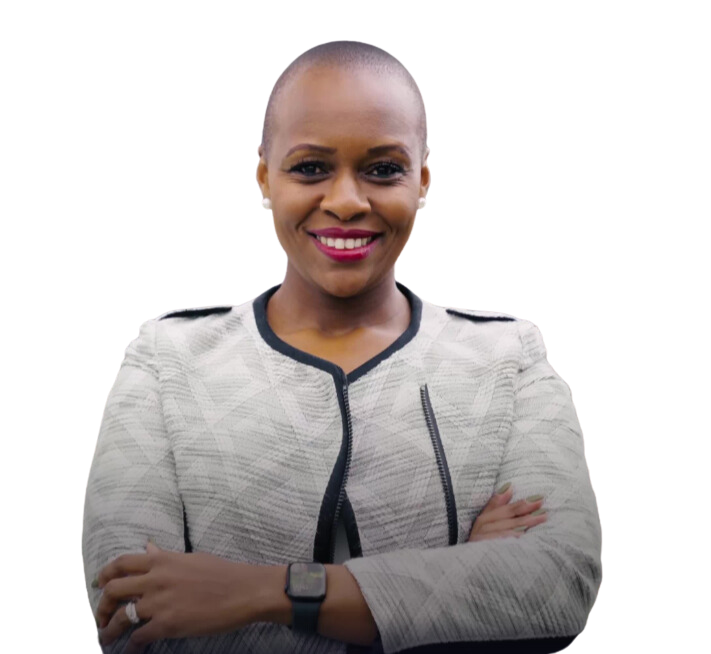Neo Chatyoka with her arms folded across her chest