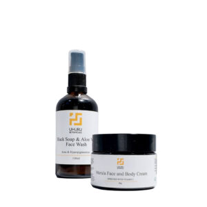 African Black Soap Cleanser & Marula Face Cream Set | Natural Skincare for Clear, Hydrated Skin